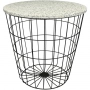 Terrazzo Side Table with Black Metal Mesh Base
